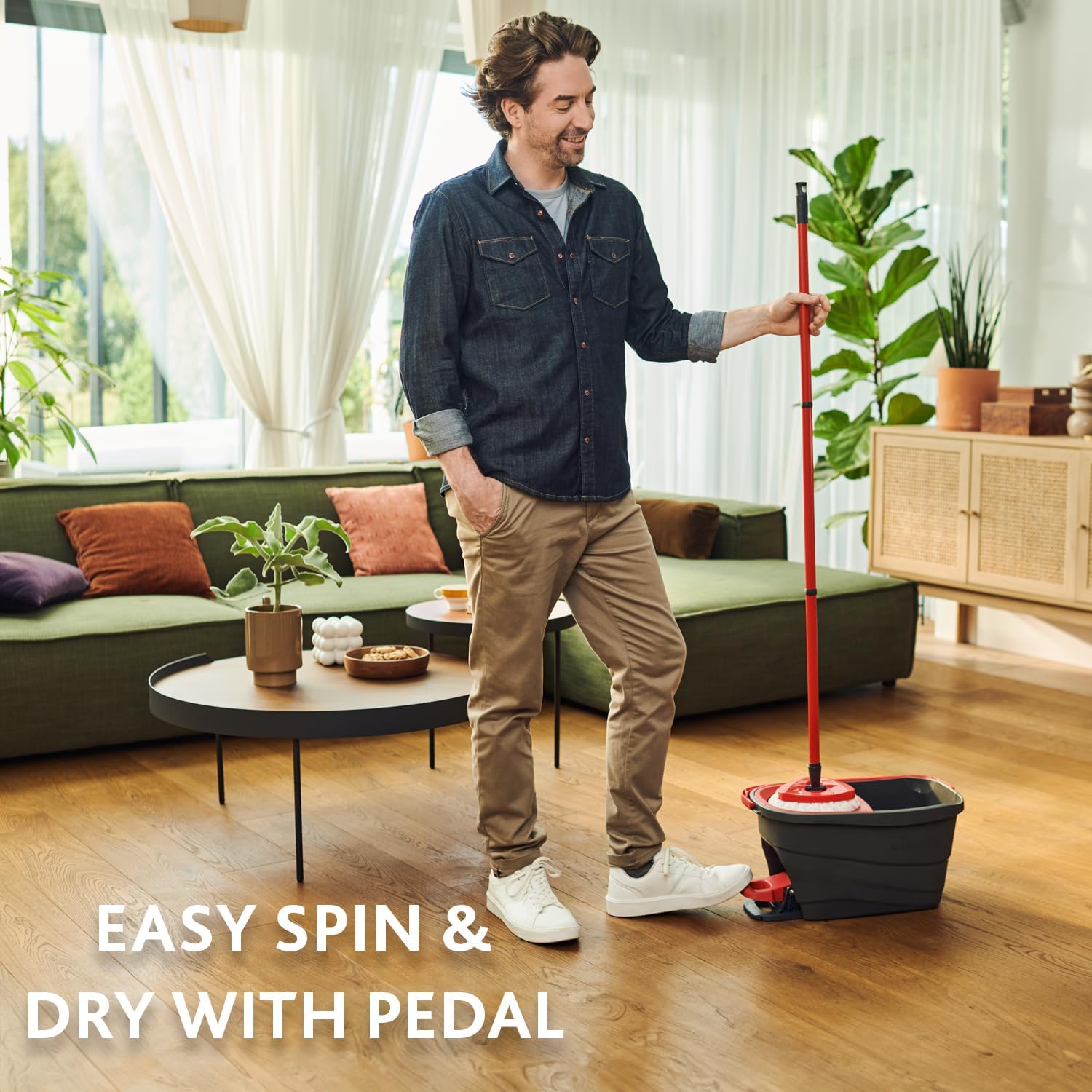 Vileda Lavapavimenti Turbo Smart, Microfibra In Poliestere Con Sistema A Pedale, Standard - immagine 4