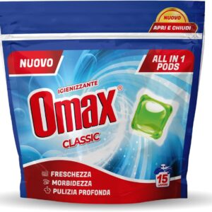 Omax Pods Classic Detersivo Lavatrice In Capsule monodosi,  Freschezza, Morbidezza A Pulizia profonda e E In Cicli Brevi